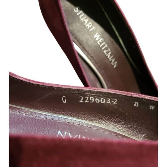 Stuart Weitzman Heels Women's 8 Burgundy Suede Leather Moody Bordeaux - Picture 7 of 8